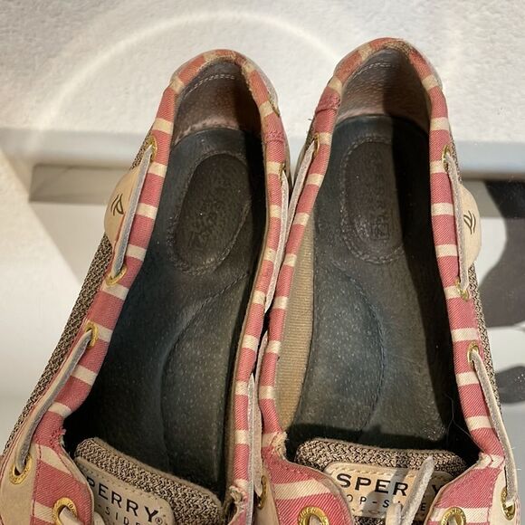 Sperry Angelfish Stripe Leather Boat Shoes pink and tan size 7.5 - Picture 7 of 9